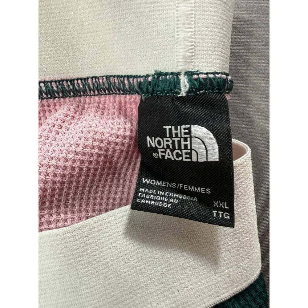 The North Face Waffle Base Layer Set XXL Pink Green Thermal Top Leggings NWT